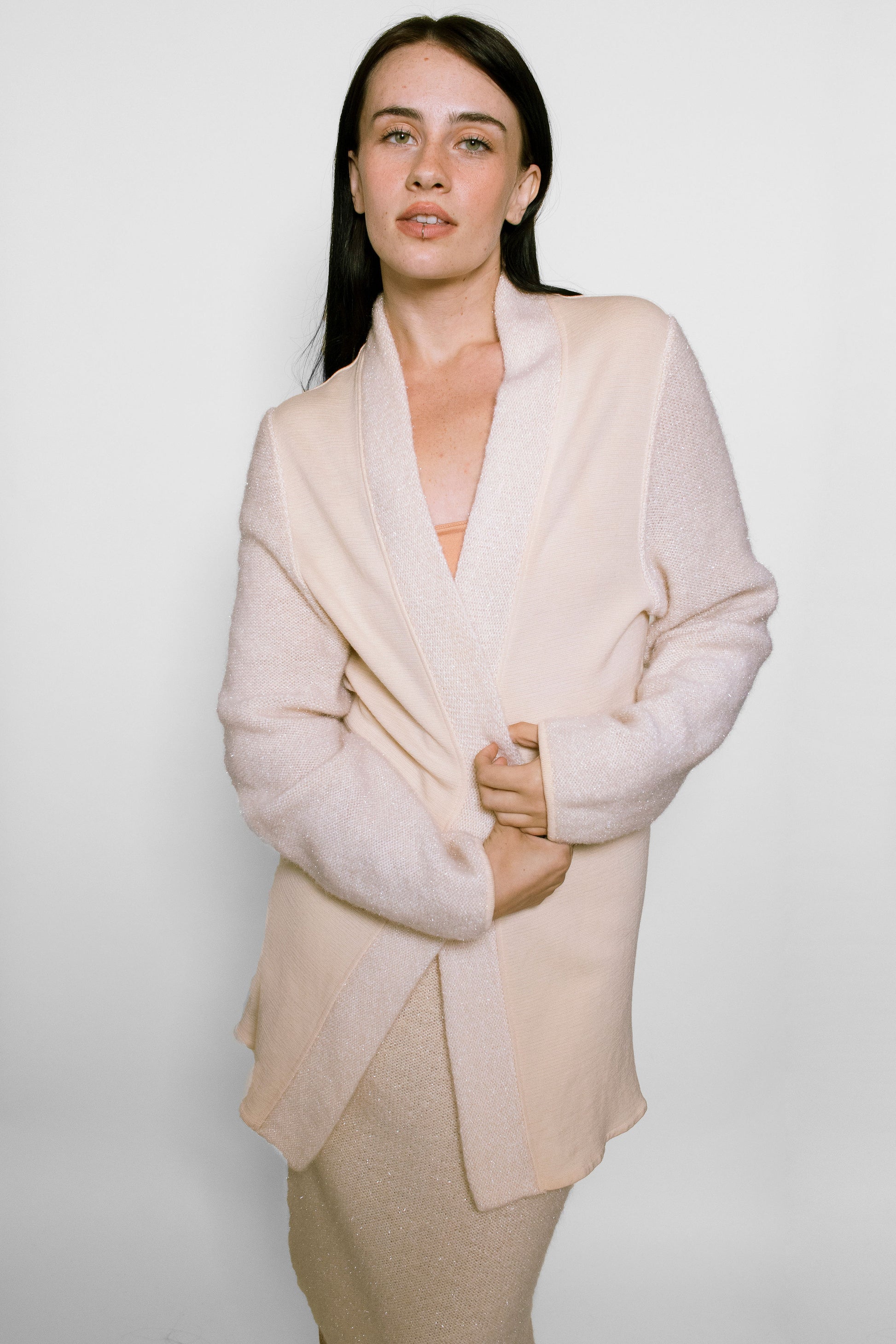 Courreges Cream Sparkle Cardigan Sweater - The Kit Vintage