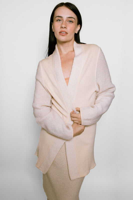 Courreges Cream Sparkle Cardigan Sweater - The Kit Vintage