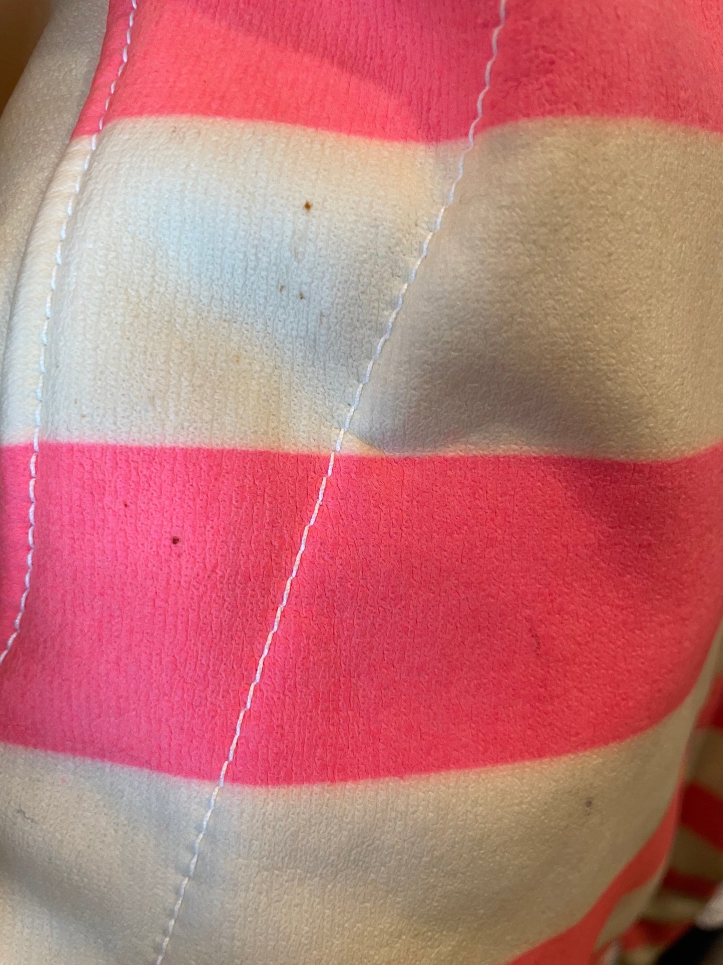 Courreges Pink/White Stripe Leather Nautical Coat