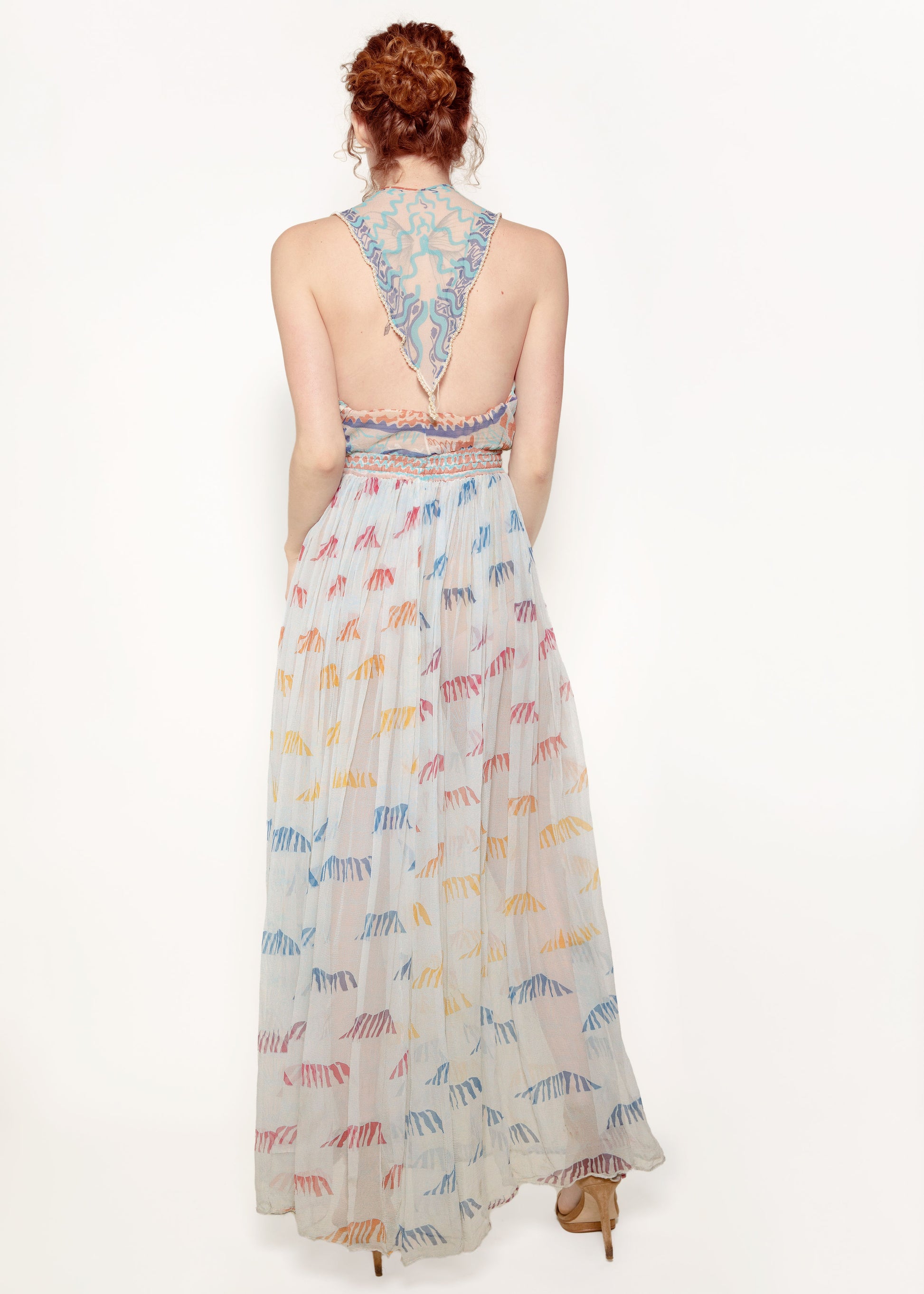 Zandra Rhodes, 1974, Pearl Trimmed Halter Dress - The Kit Vintage