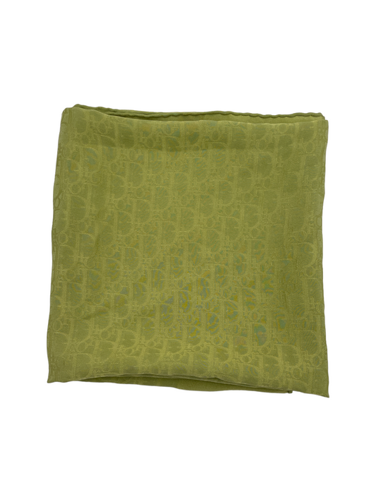 Christian Dior Apple Green Monoram Silk Scarf - The Kit Vintage