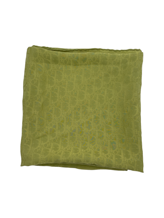 Christian Dior Apple Green Monoram Silk Scarf