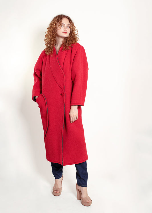 Courreges Red Wool Coat - The Kit Vintage