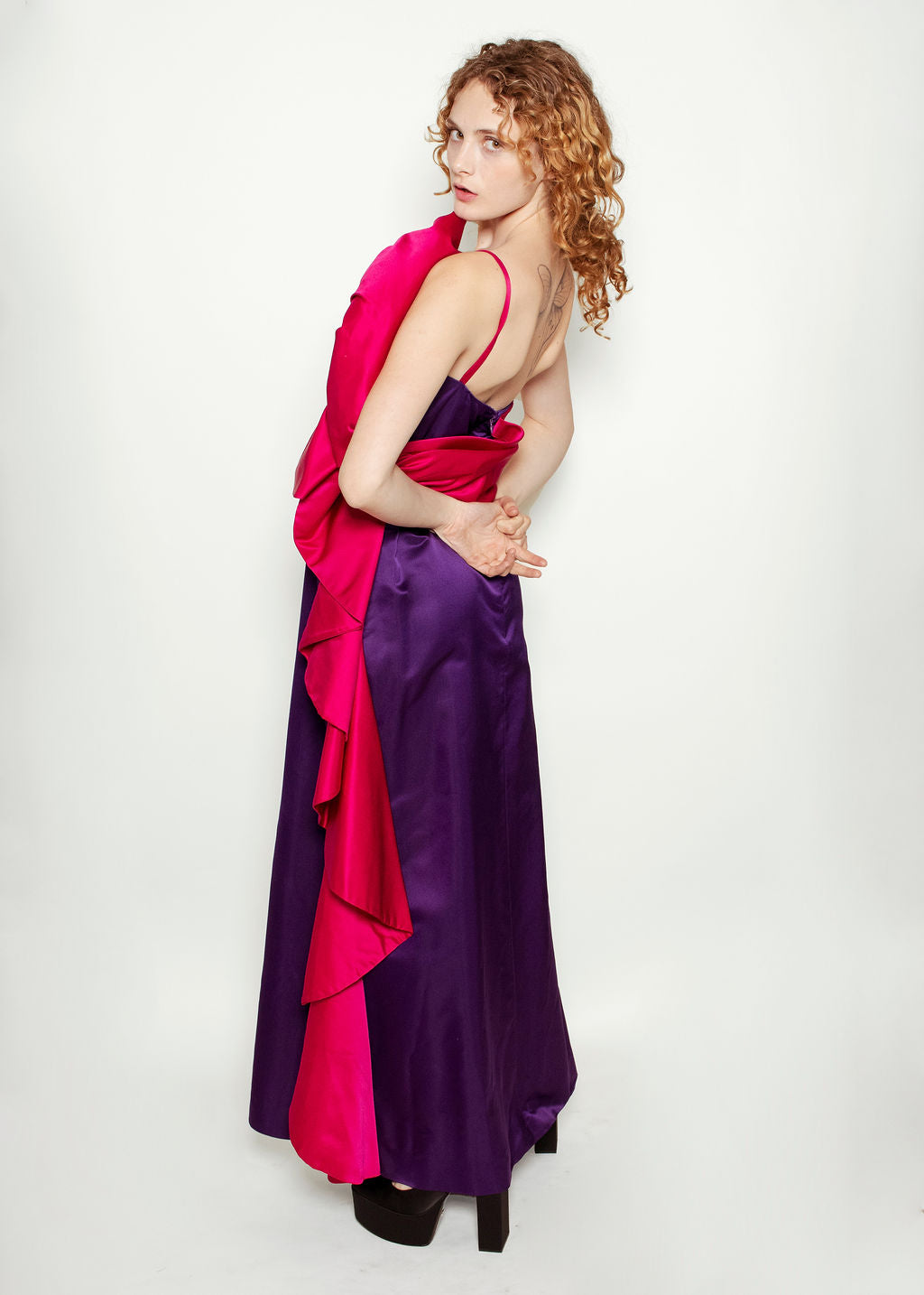 Bill Blass for Amen Wardy Spring 1984 One Shoulder Silk Bow Dress - The Kit Vintage