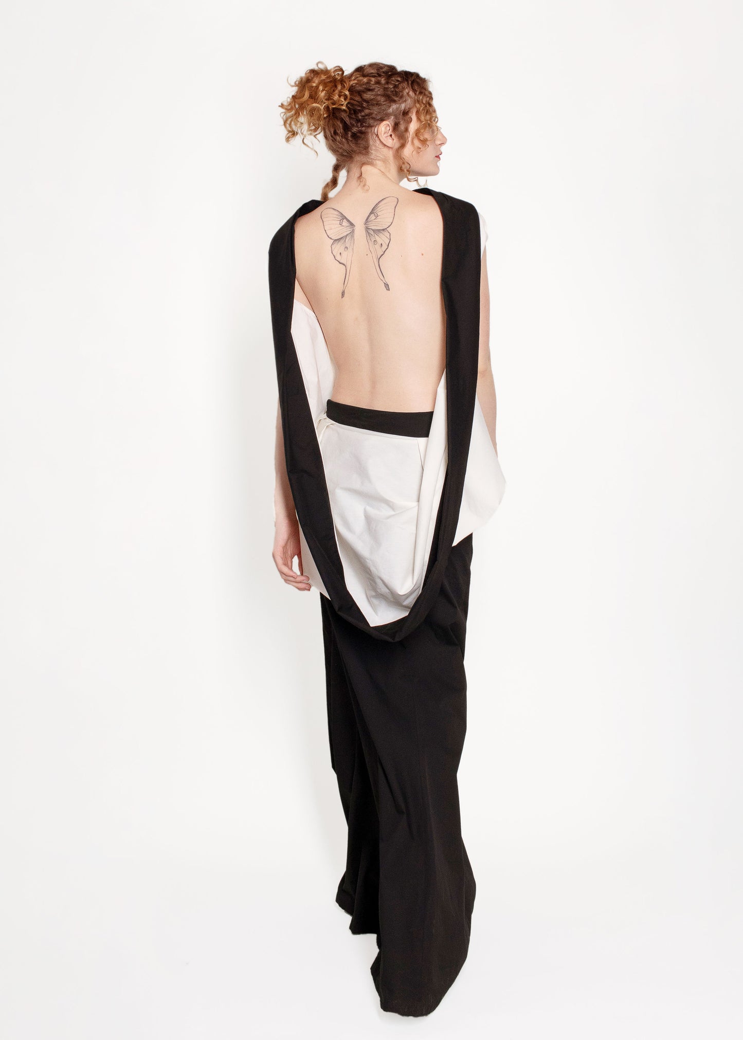 Dries Van Noten Black/White Open Back Gown