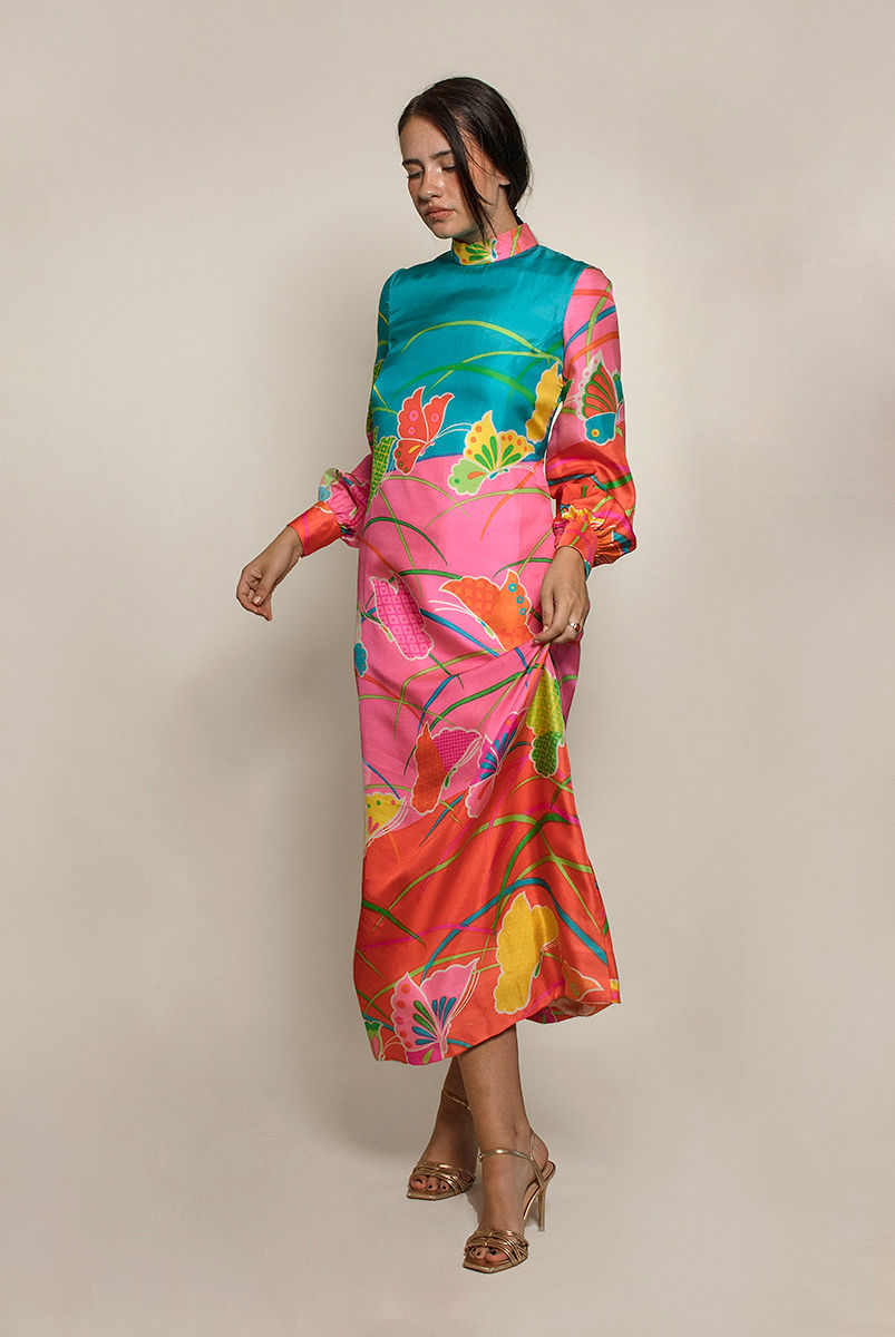 Hanae Mori Silk Butterfly Print Shift Dress - The Kit Vintage