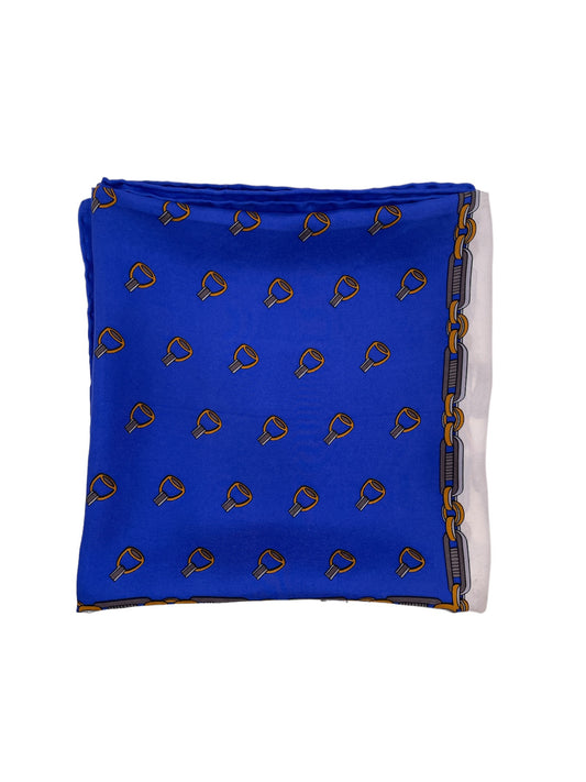 Blue Silk Belt Buckle Design Scarf - The Kit Vintage