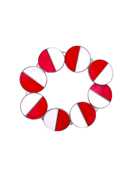Red/White Geometric Space Age Necklace