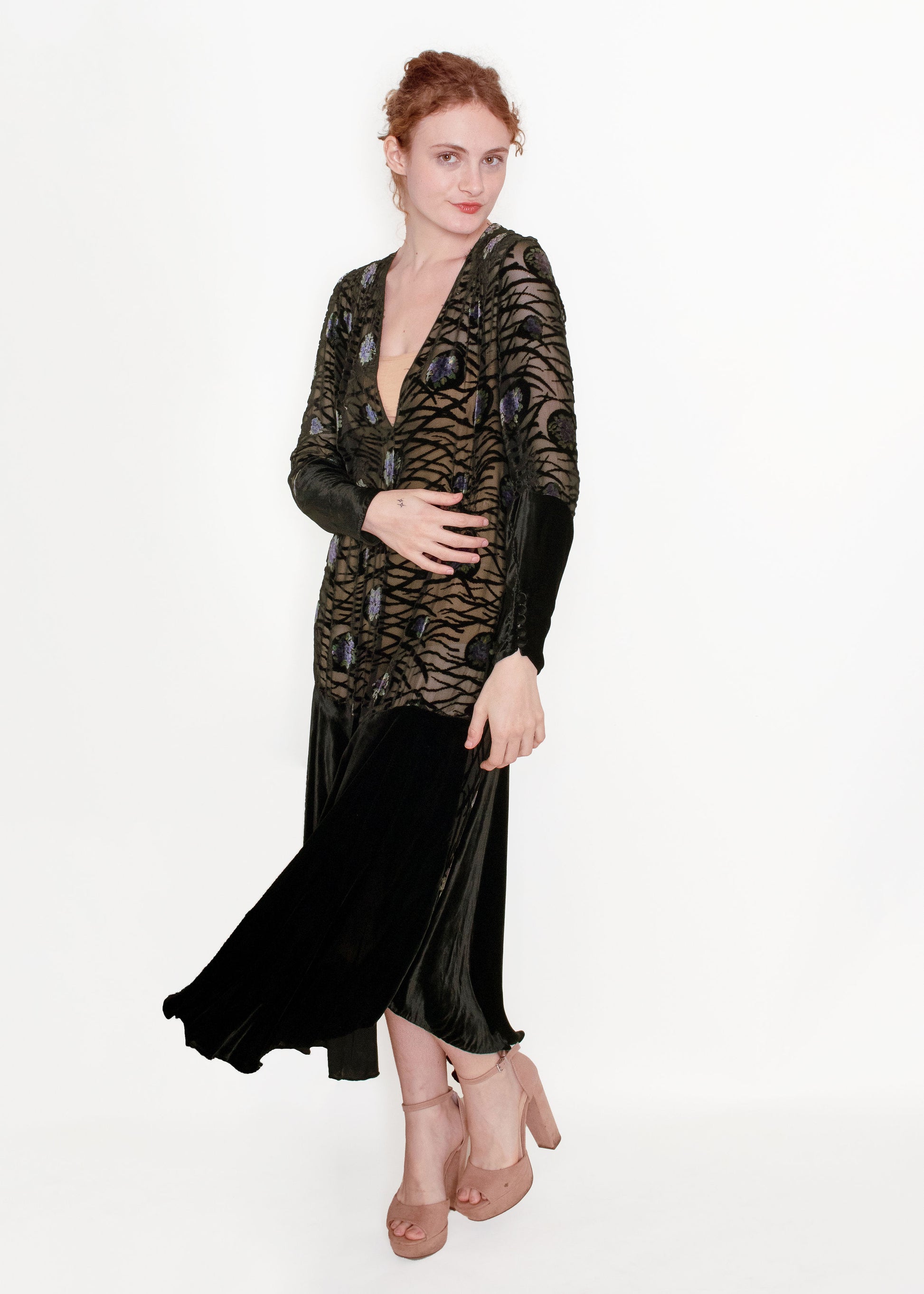 1920's Plunging Velvet Dress - The Kit Vintage