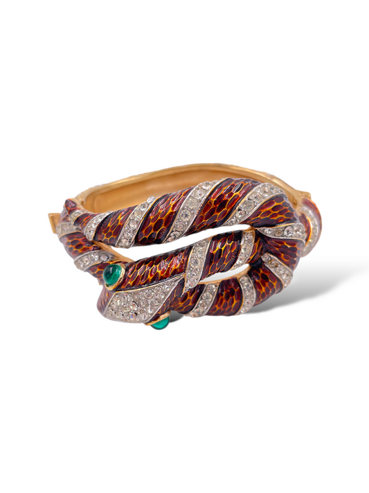 Trifari 1968 Garden of Eden Enamel Snake Bracelet - The Kit Vintage