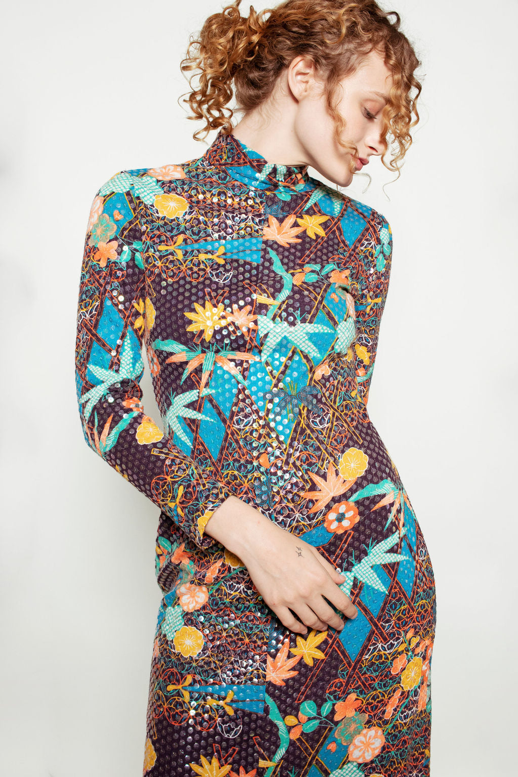 Malcolm Starr Sequin Printed Dress