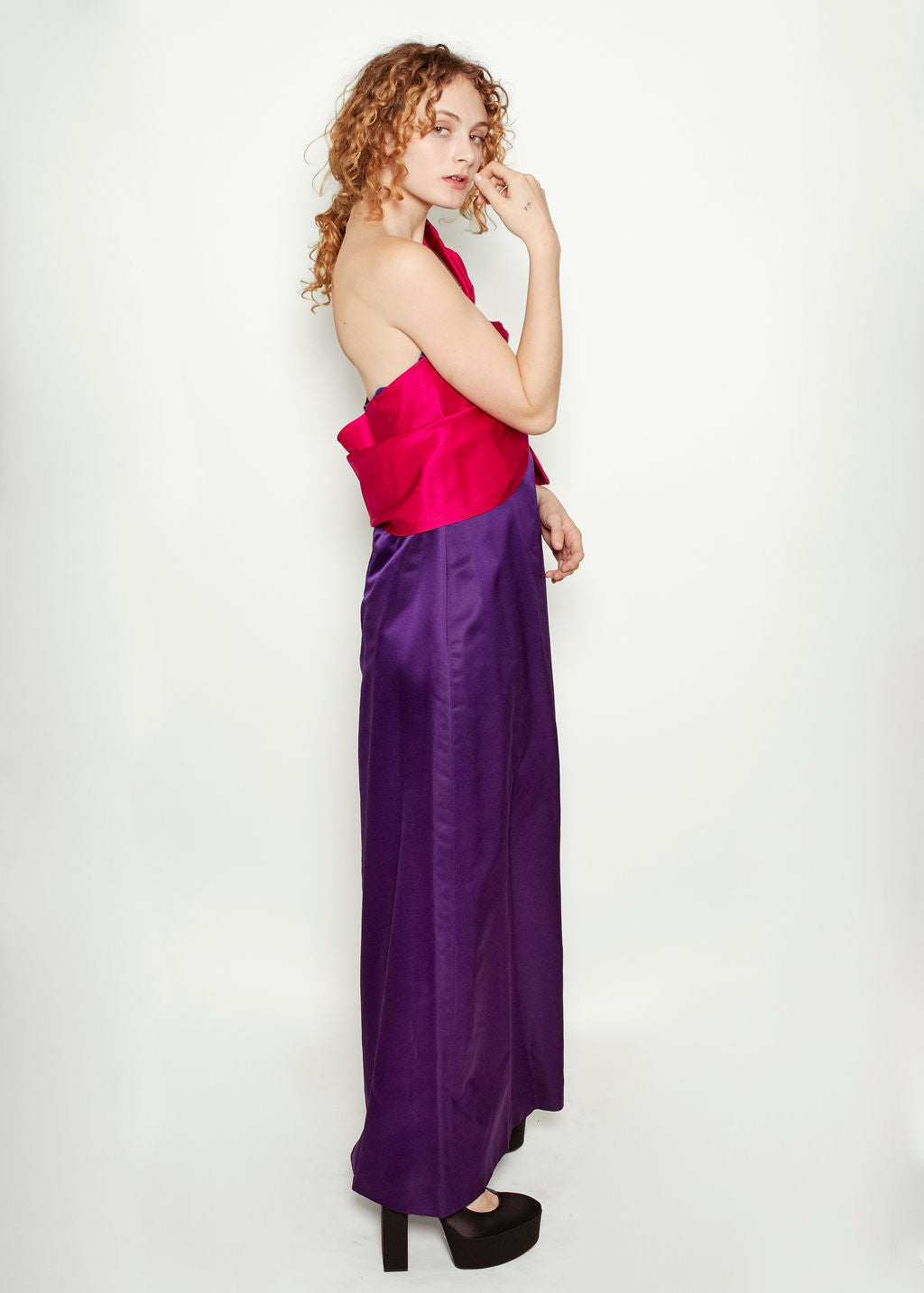 Bill Blass for Amen Wardy Spring 1984 One Shoulder Silk Bow Dress - The Kit Vintage