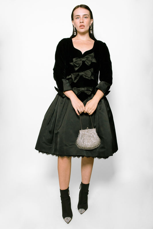 Oscar De La Renta Black Bow Cocktail Dress - The Kit Vintage