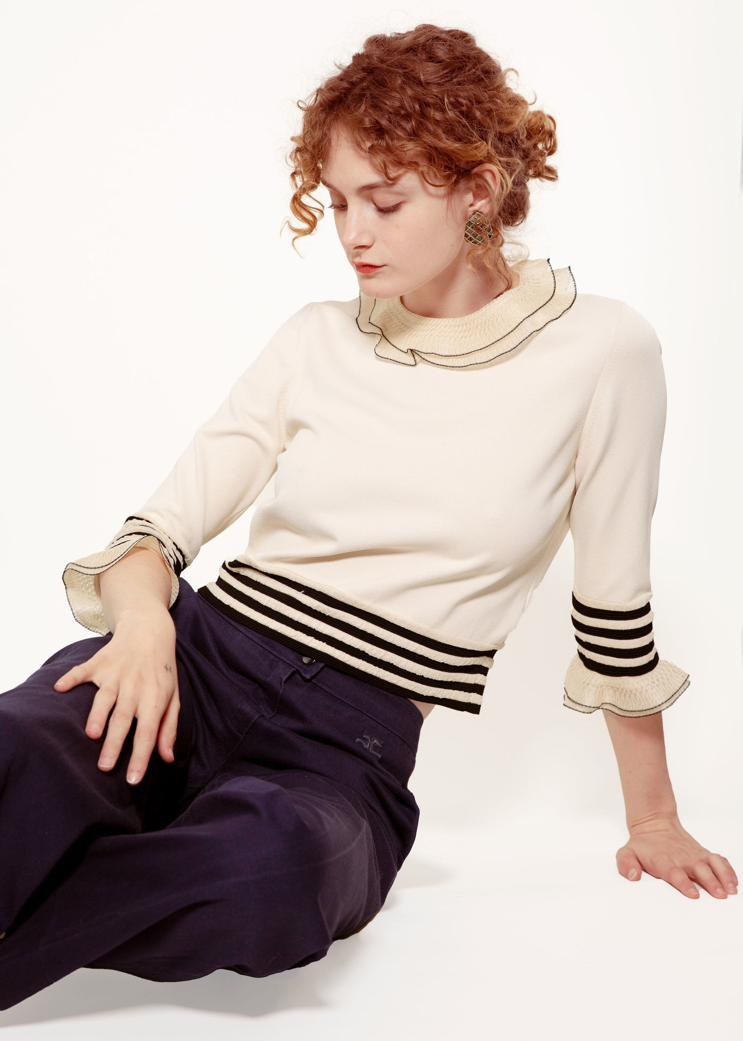 Alexander McQueen Blk Stripe Cream Sweater