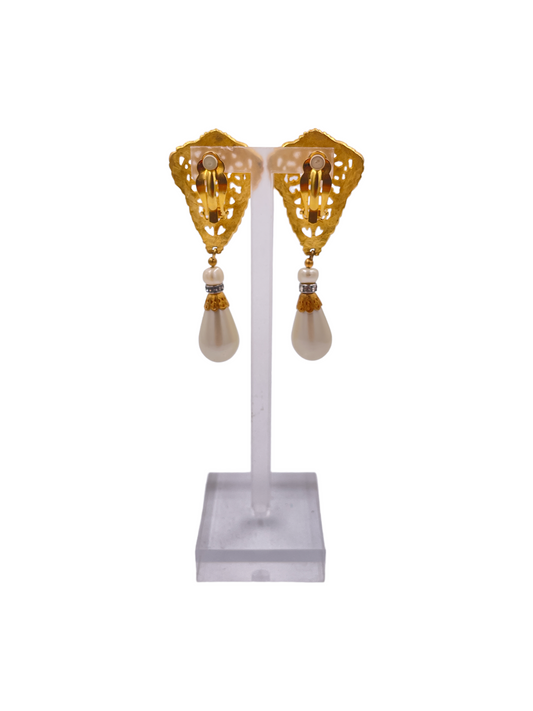 Gold W/ Pearl Drop Earring - The Kit Vintage