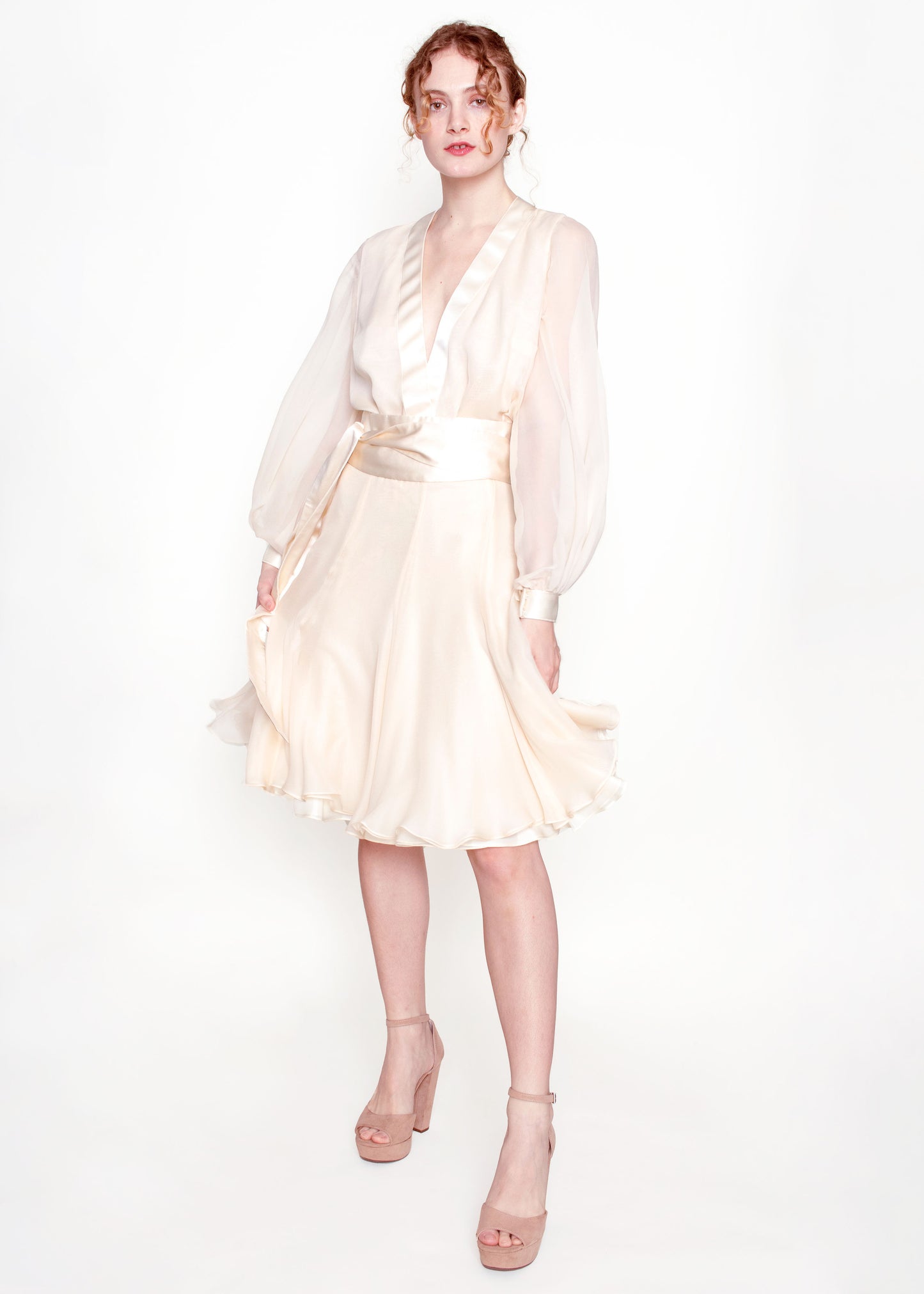 Estevez Silk Chiffon Skirt Set W/ Belt