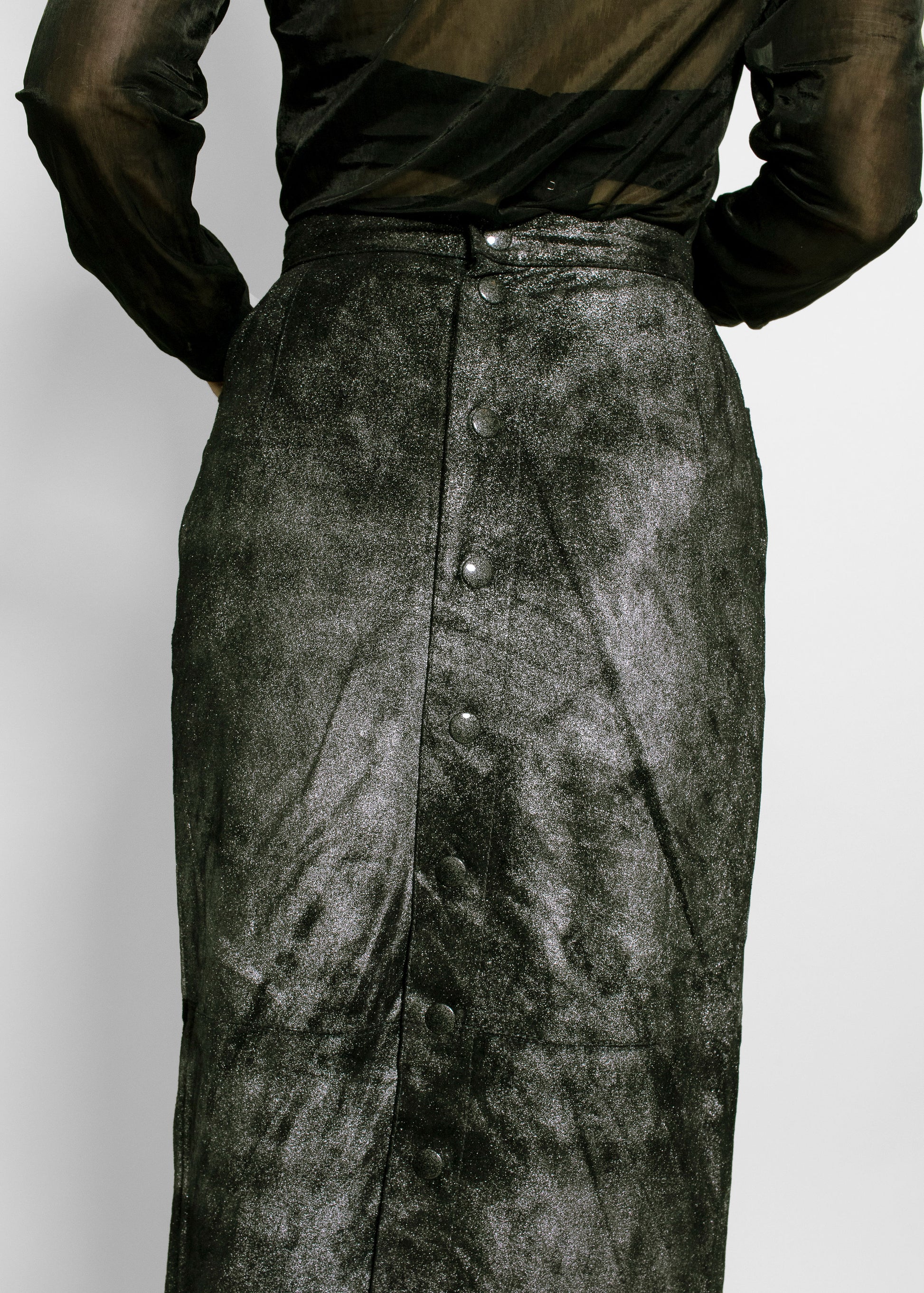 Krizia Leather Metallic Skirt - The Kit Vintage