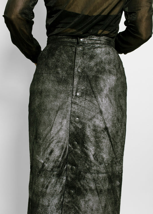 Krizia Leather Metallic Skirt - The Kit Vintage