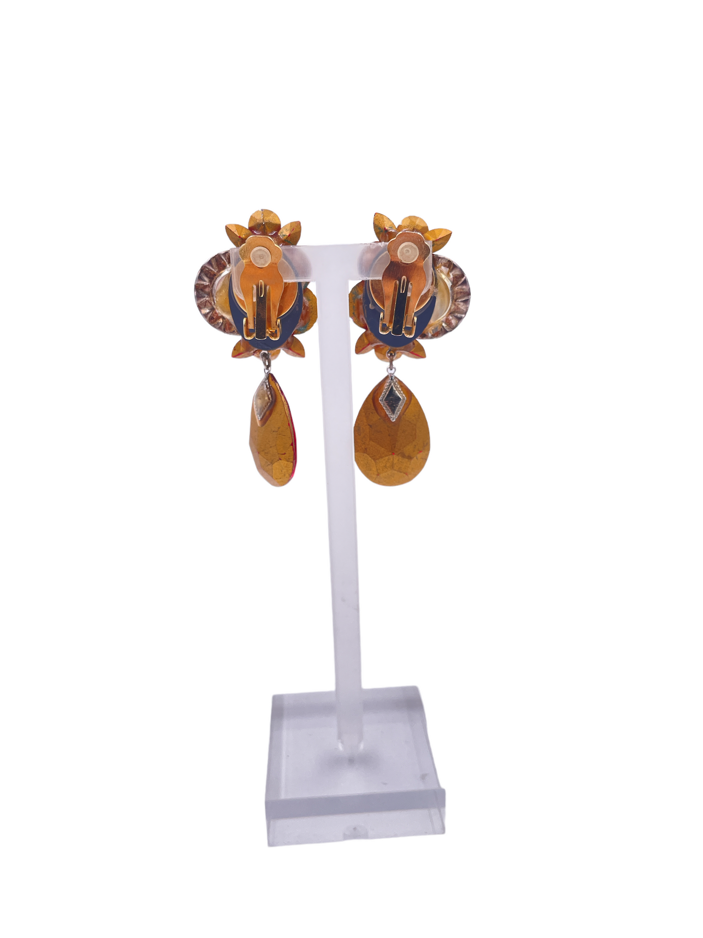 Red Crystal Tear Drop Earrings - The Kit Vintage