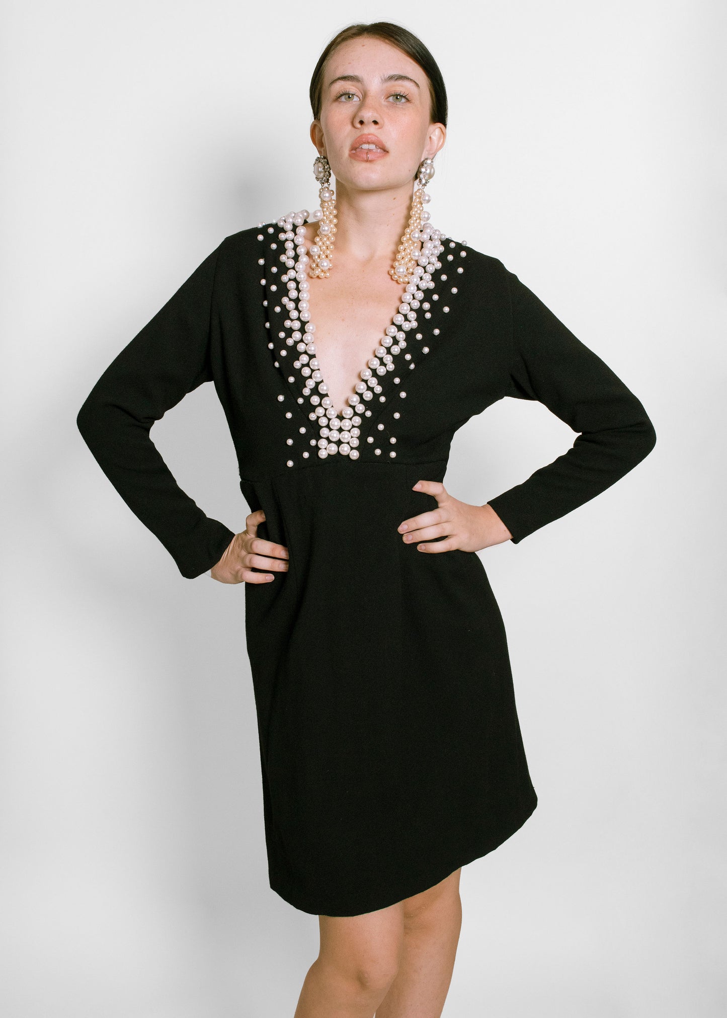 Donald Brooks Wool & Pearl Dress