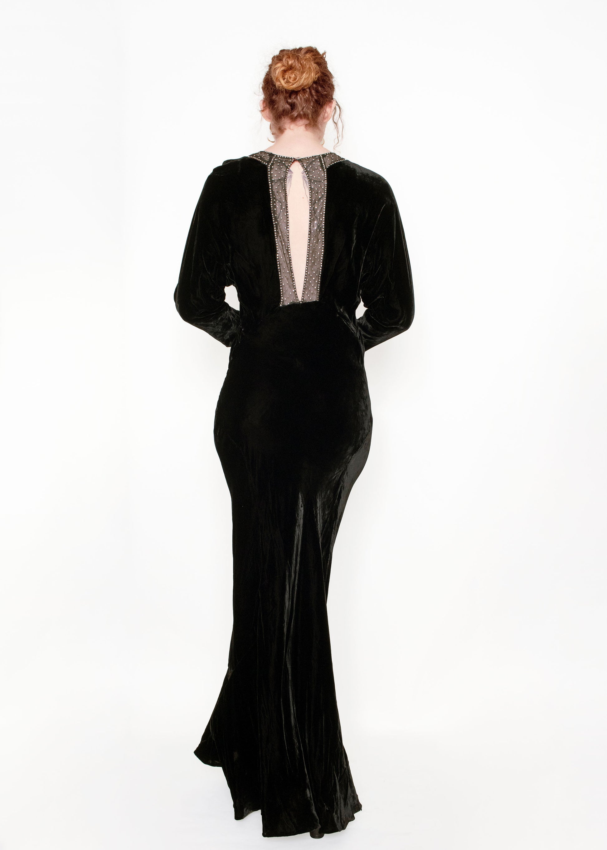 1930's Velvet & Rhinestone Gown - The Kit Vintage
