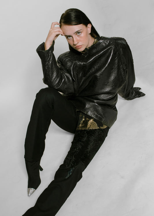 Galanos Leather Imprinted Jacket - The Kit Vintage