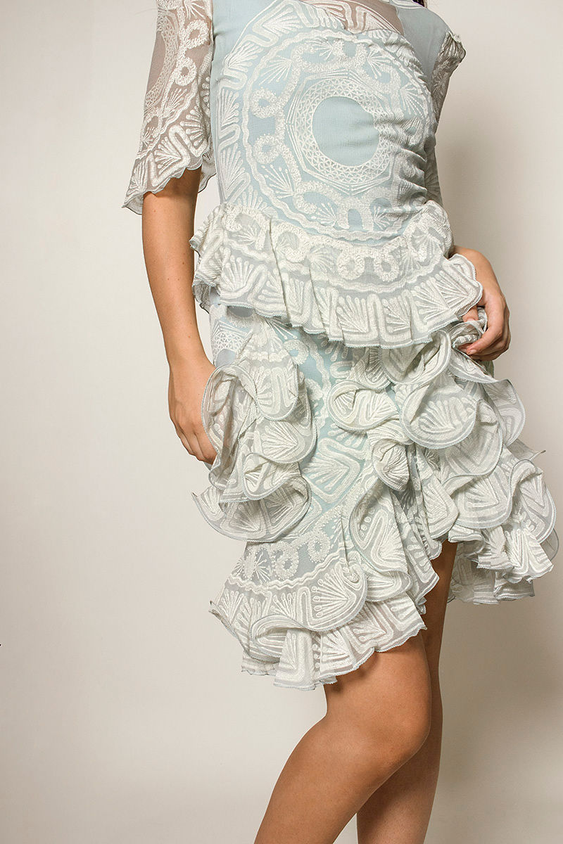 Zandra by Zandra Rhodes Sky Bluse Ruffled Cocktail dress - The Kit Vintage