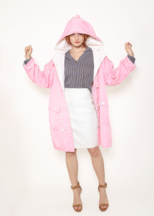 Courreges Pink Coat W/ Terry Cloth Lining & Toggle Closures - The Kit Vintage