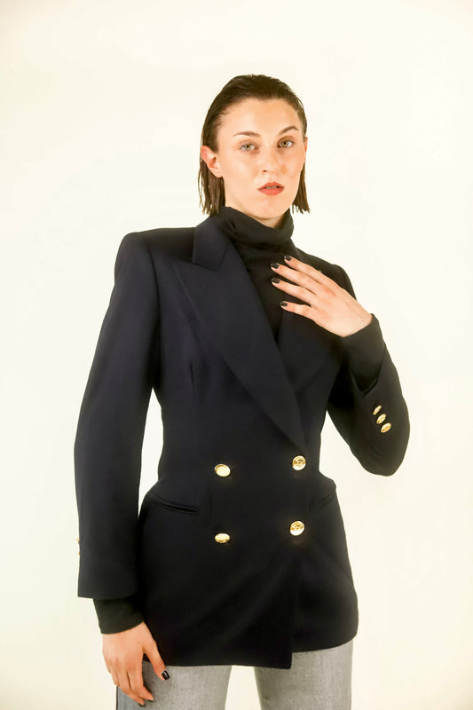 Escada Wool Black Blazer - The Kit Vintage