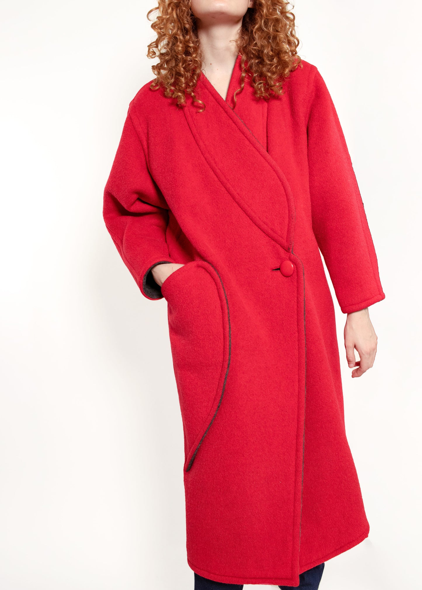 Courreges Red Wool Coat - The Kit Vintage