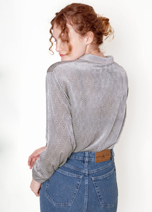 Emporio Armani Gray Velvet 'Diamond' Blouse - The Kit Vintage