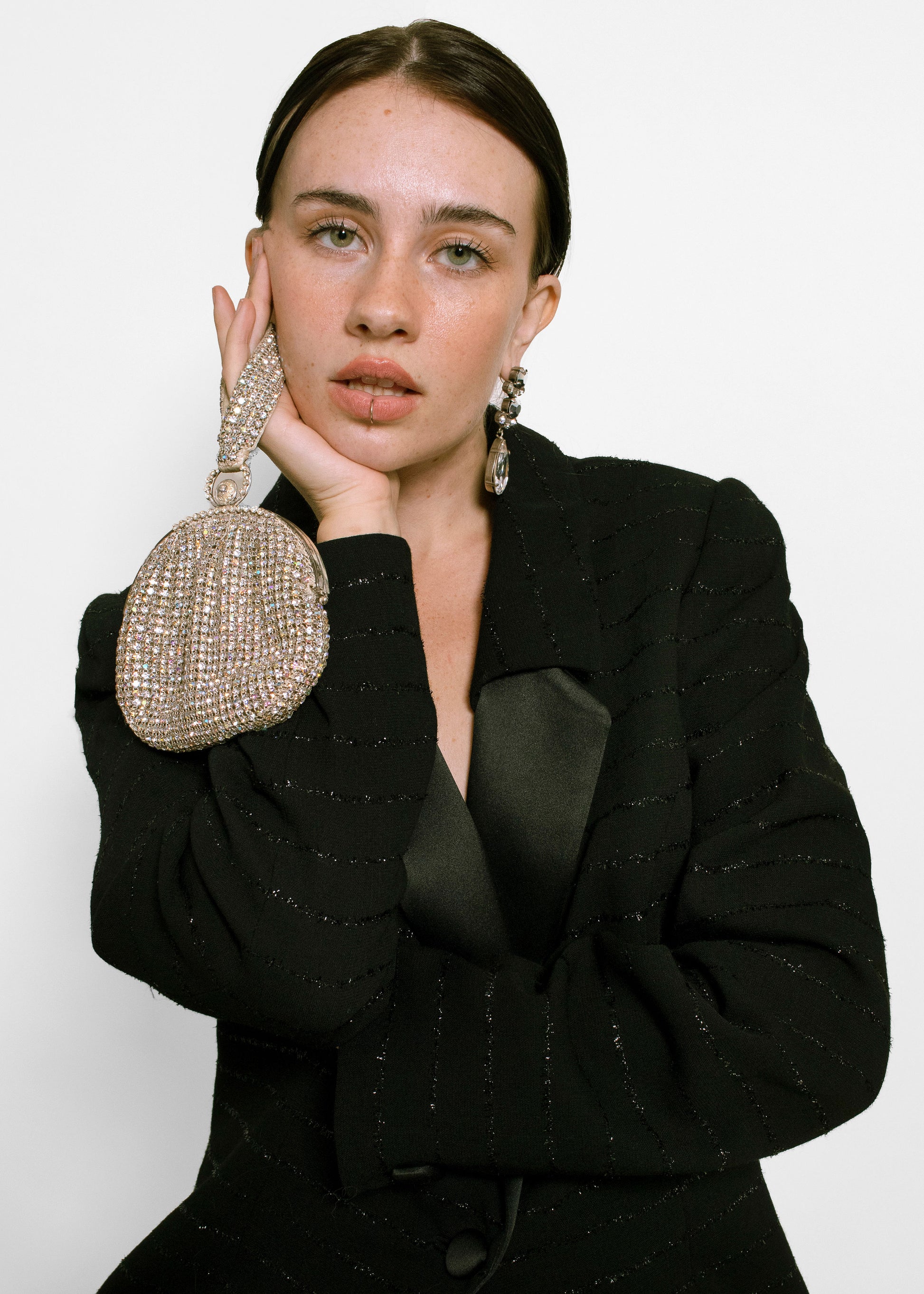 Travilla Black Sheen Pinstripe Suit - The Kit Vintage
