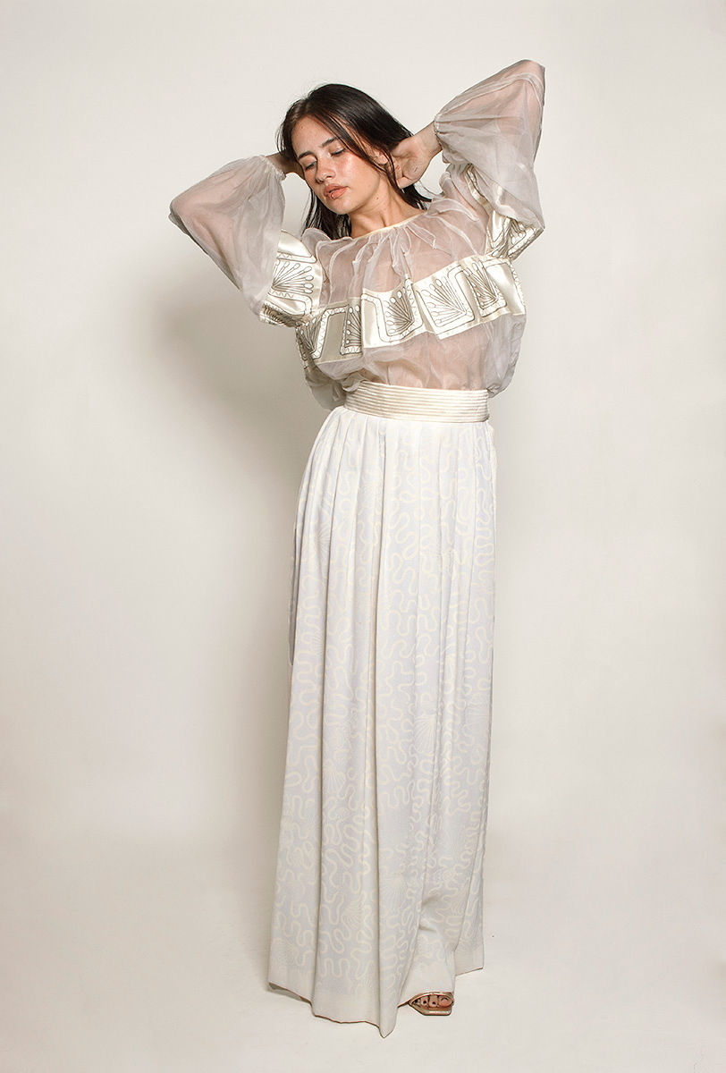 Zandra Rhodes White Skirt Set - The Kit Vintage