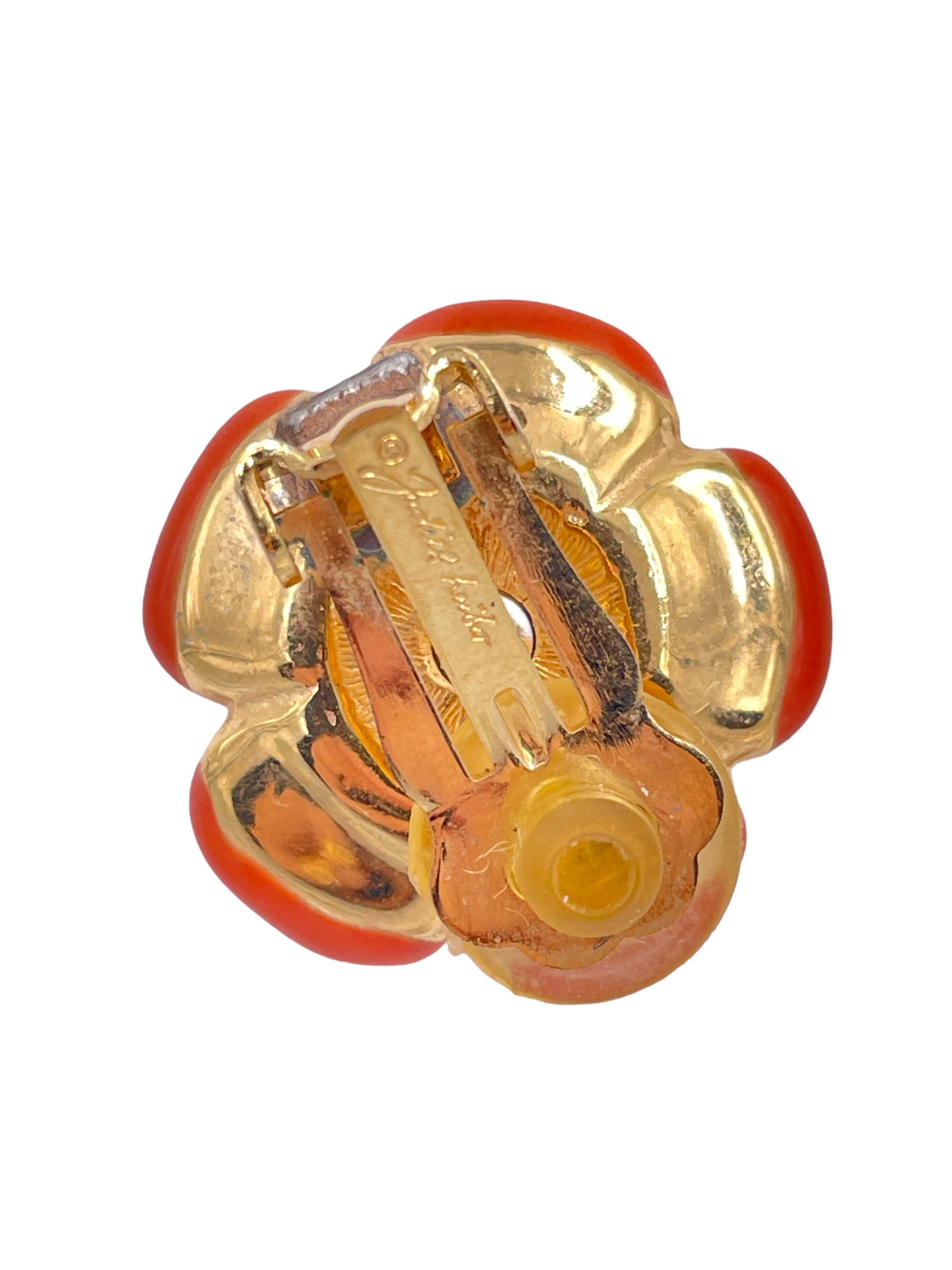 Judith Leiber Coral Floral Earrings - The Kit Vintage