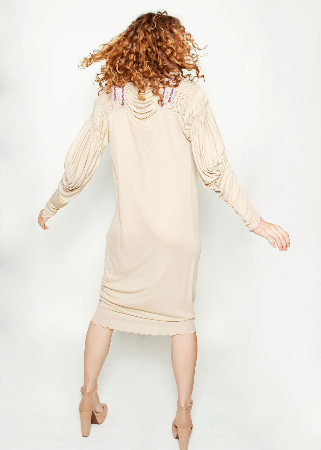 Zandra Rhodes Dress With Purple Braided Trim W Crystals