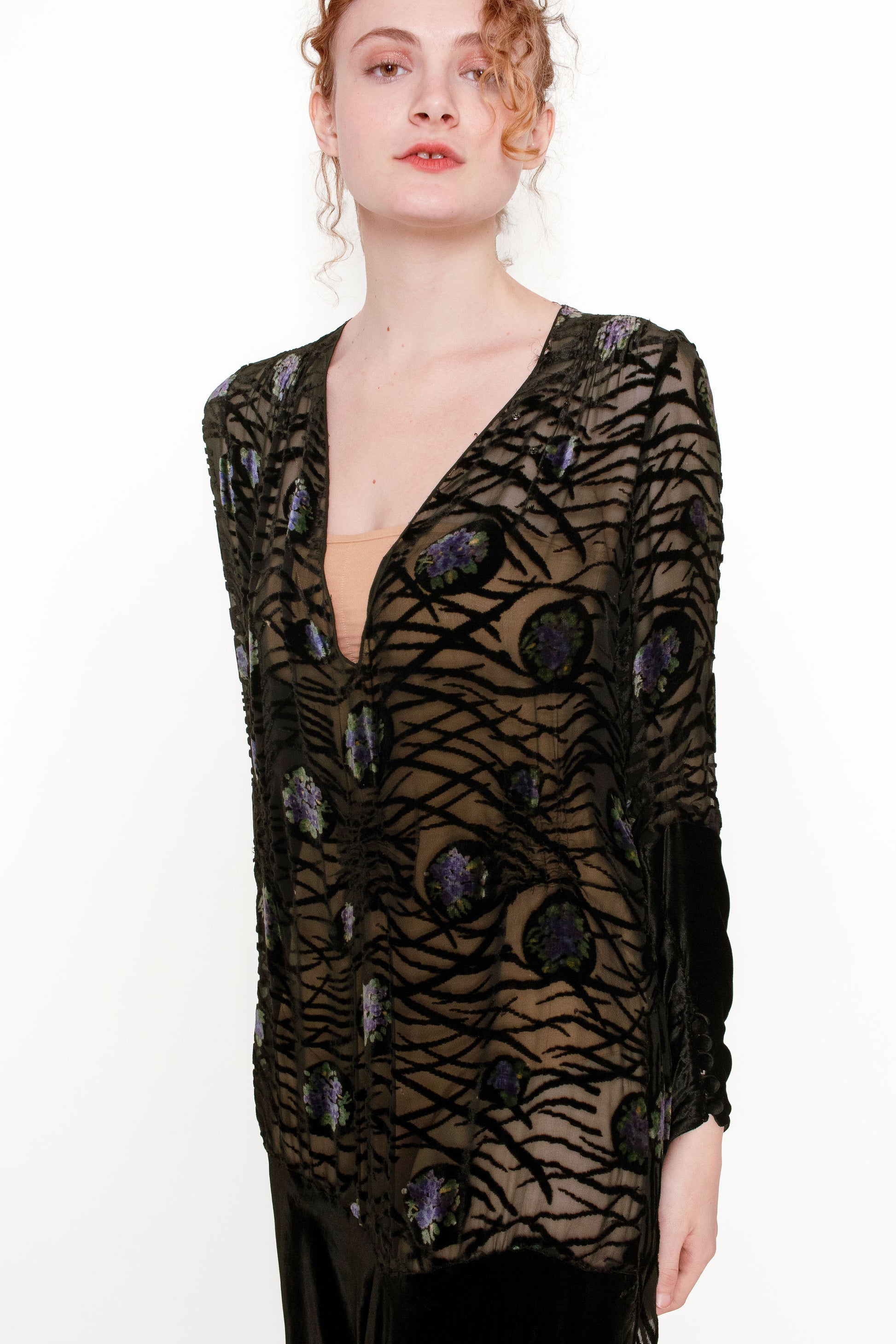 1920's Plunging Velvet Dress - The Kit Vintage