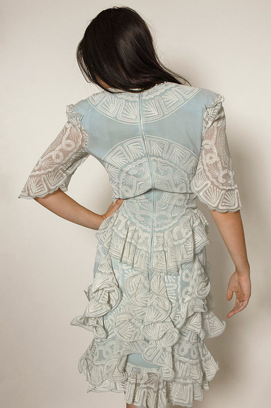 Zandra by Zandra Rhodes Sky Bluse Ruffled Cocktail dress - The Kit Vintage