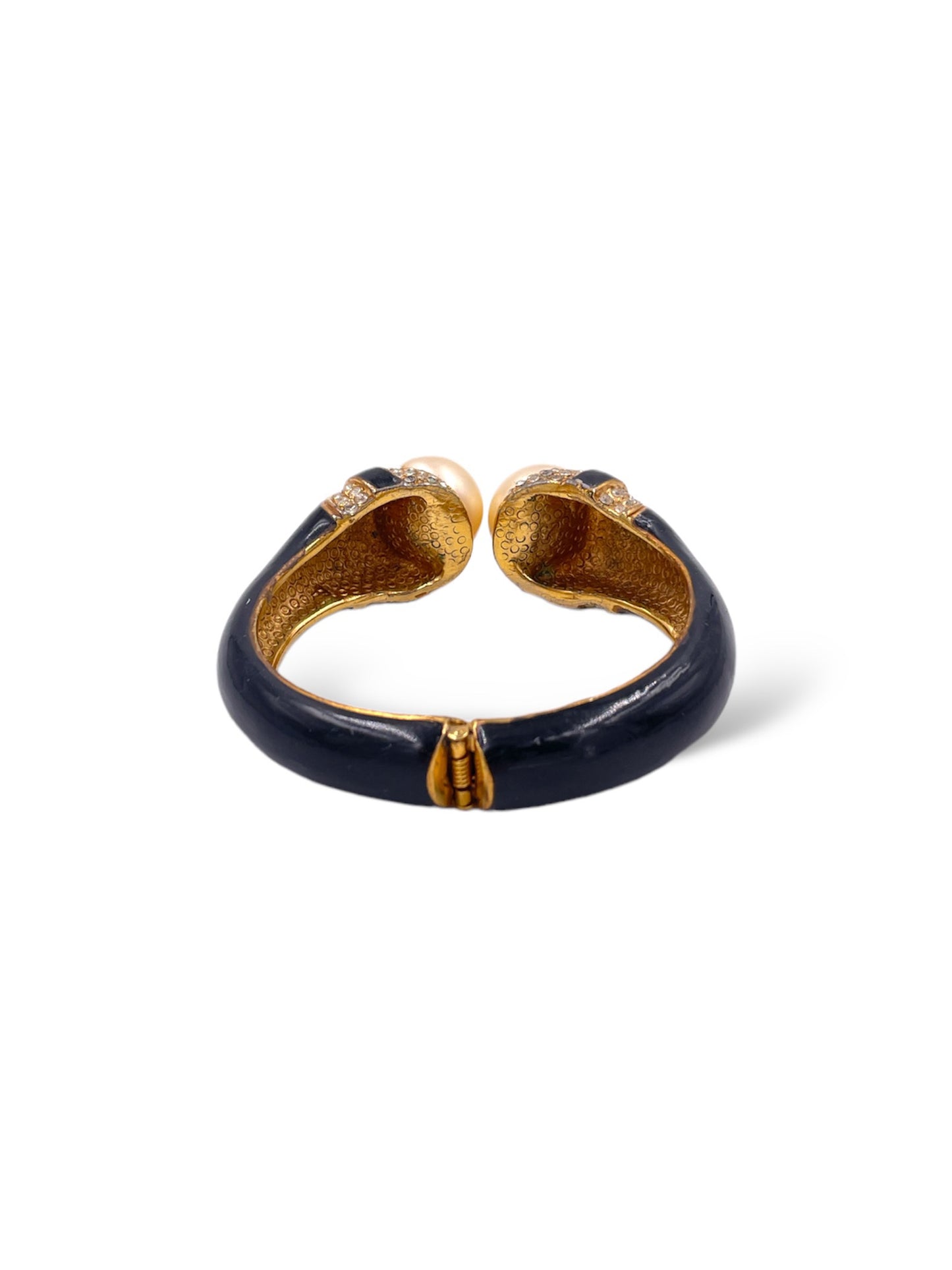 Ciner Black Enamel & Pearl Bracelet - The Kit Vintage
