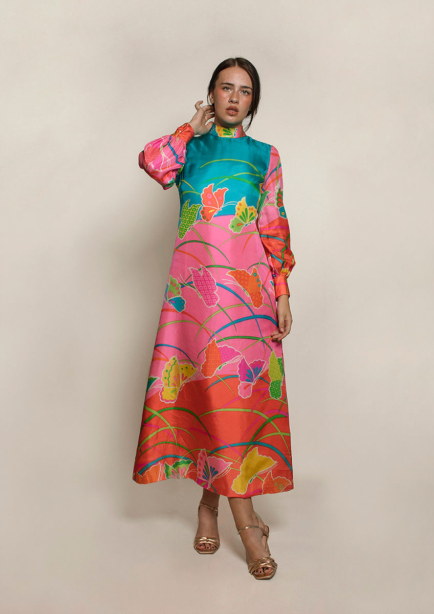 Hanae Mori Silk Butterfly Print Shift Dress - The Kit Vintage