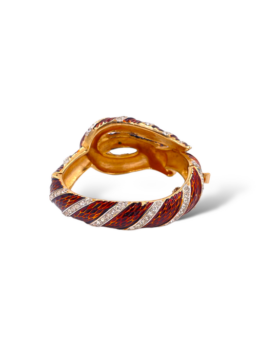 Trifari 1968 Garden of Eden Enamel Snake Bracelet - The Kit Vintage
