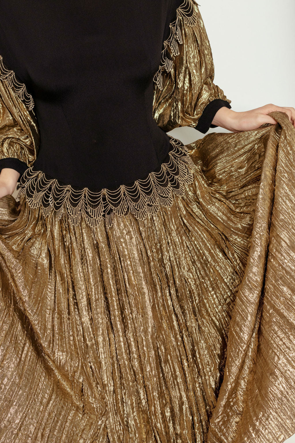 Karl Lagerfeld for Chloe 1981 Black & Liquid Gold Dress - The Kit Vintage