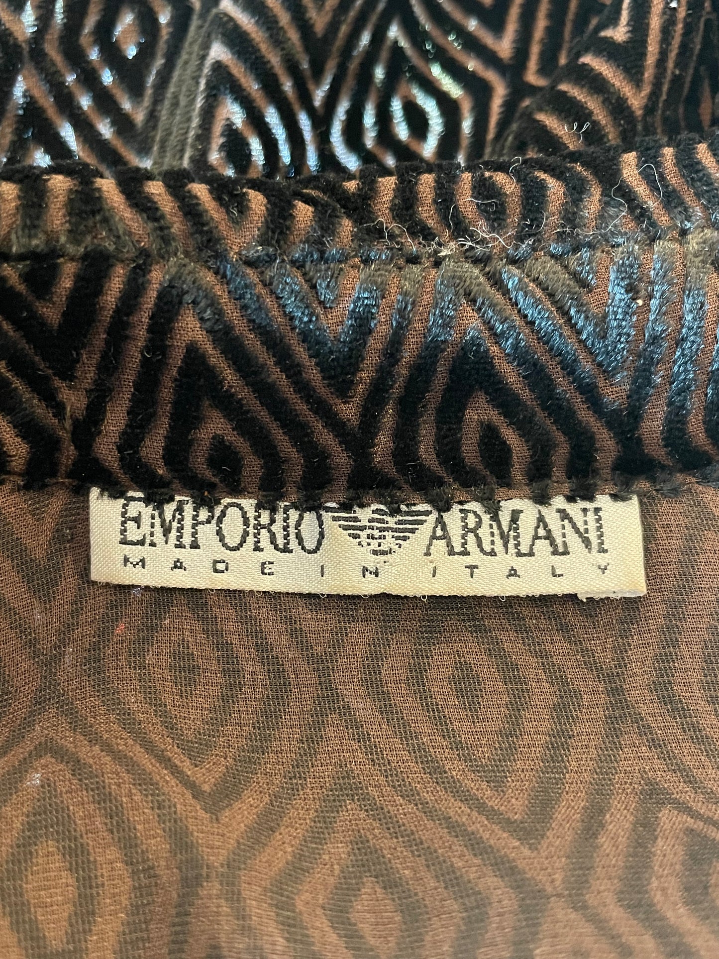 Emporio Armani Black Velvet 'Diamond' Blouse