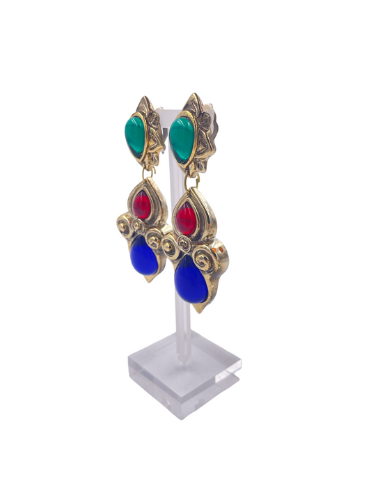 Gold with Colored Stone Earrings - The Kit Vintage