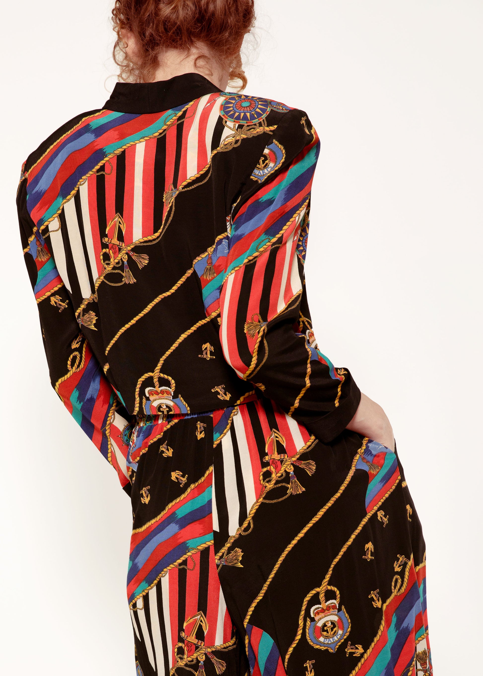 Nautical Print Carol Little Culotte & Cropped Jacket Set - The Kit Vintage