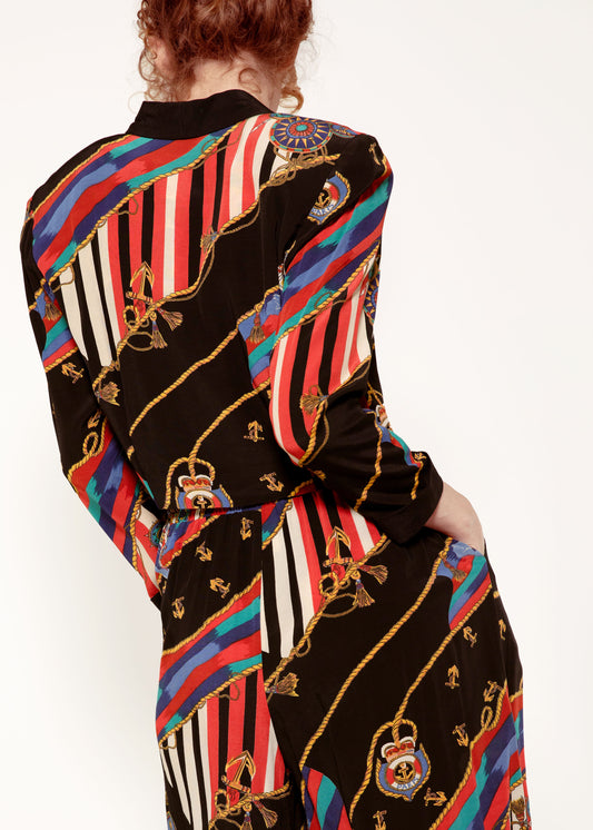 Nautical Print Carol Little Culotte & Cropped Jacket Set - The Kit Vintage