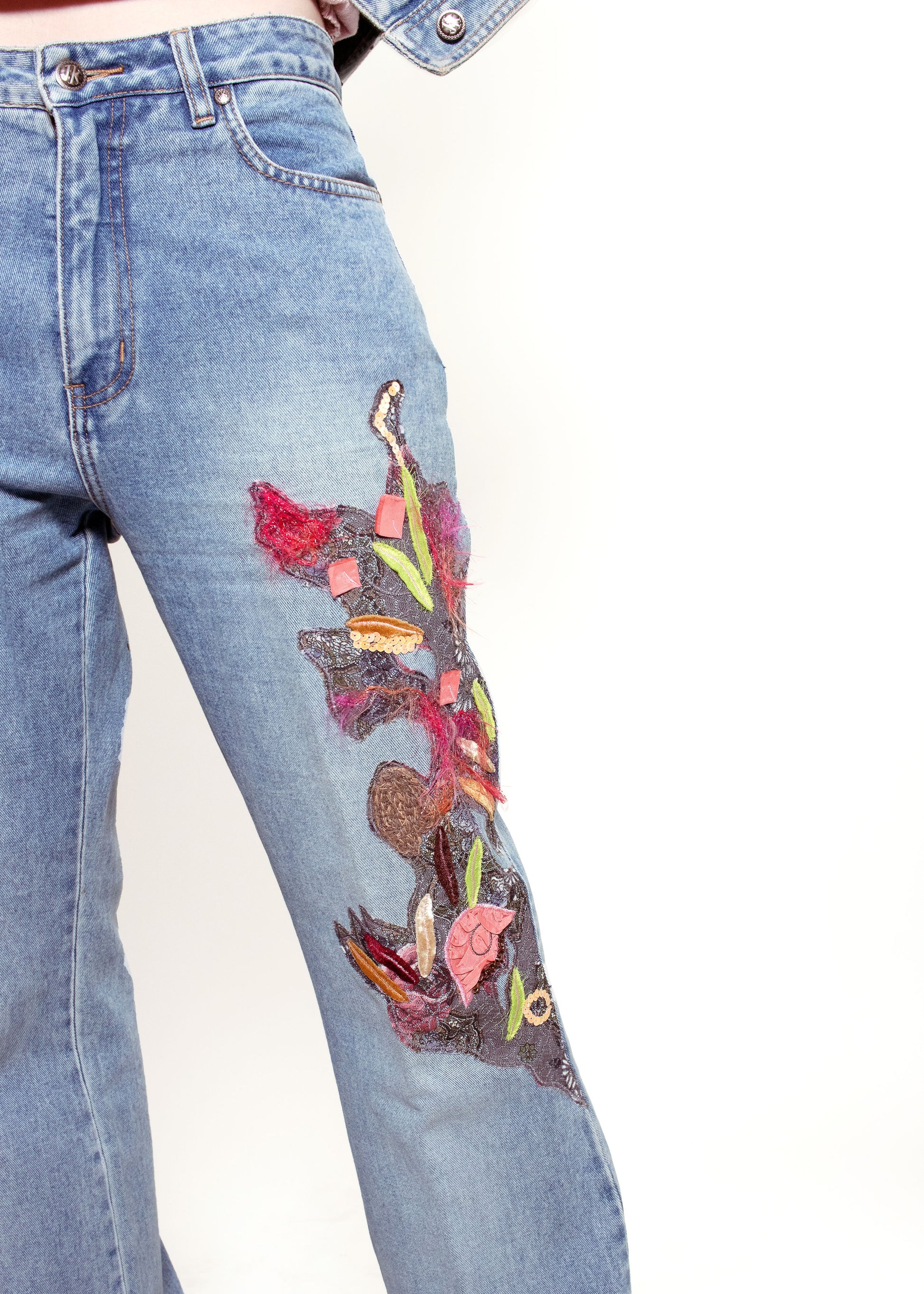 Embelished Denim Jacket/Denim Set - The Kit Vintage
