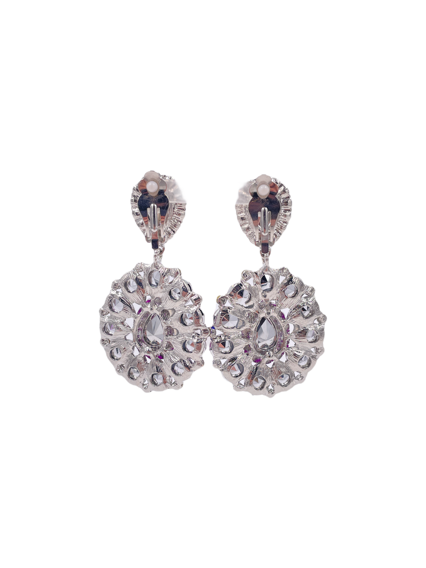 Magenta Crystal Clip Earrings - The Kit Vintage