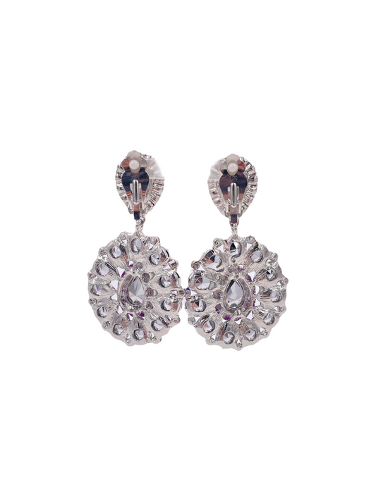 Magenta Crystal Clip Earrings - The Kit Vintage