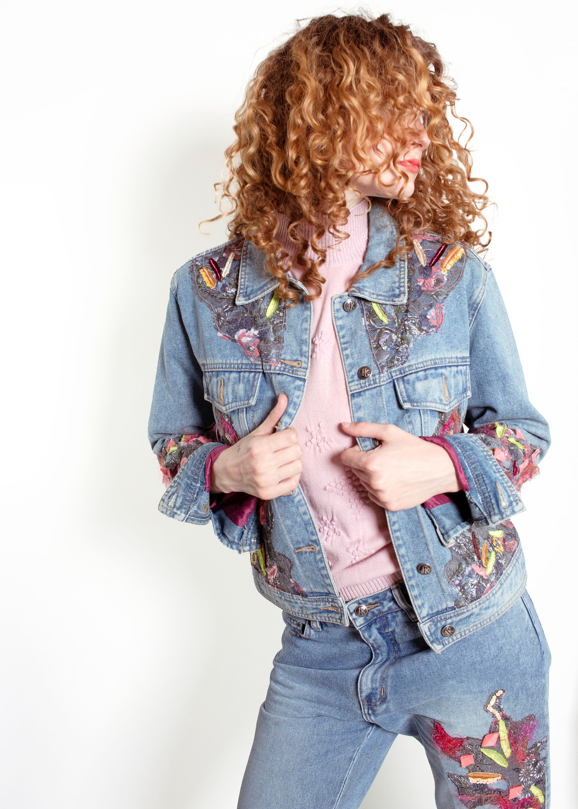 Embelished Denim Jacket/Denim Set - The Kit Vintage