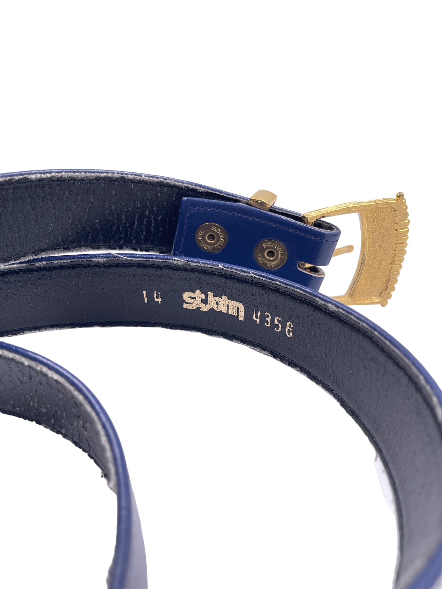 St. John Navy Leather Belt - The Kit Vintage